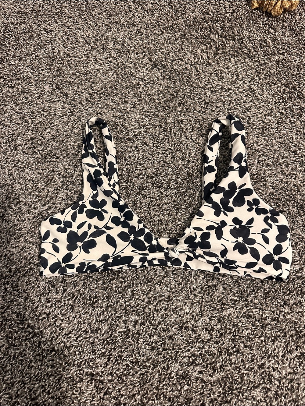 Skatie Black and White Floral Bikini Top